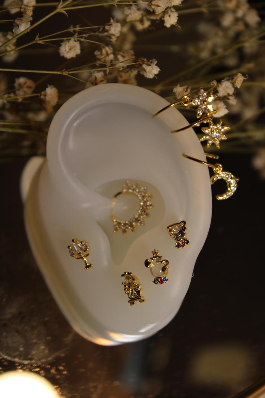 Set de 4 Aretes Disney Bella y la Bestia