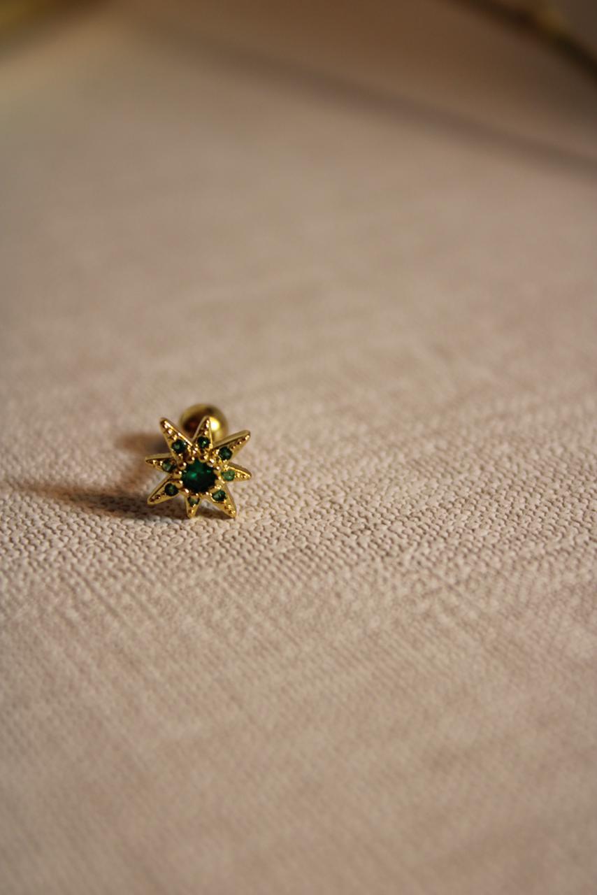 Piercing Estrella esmeralda circonia