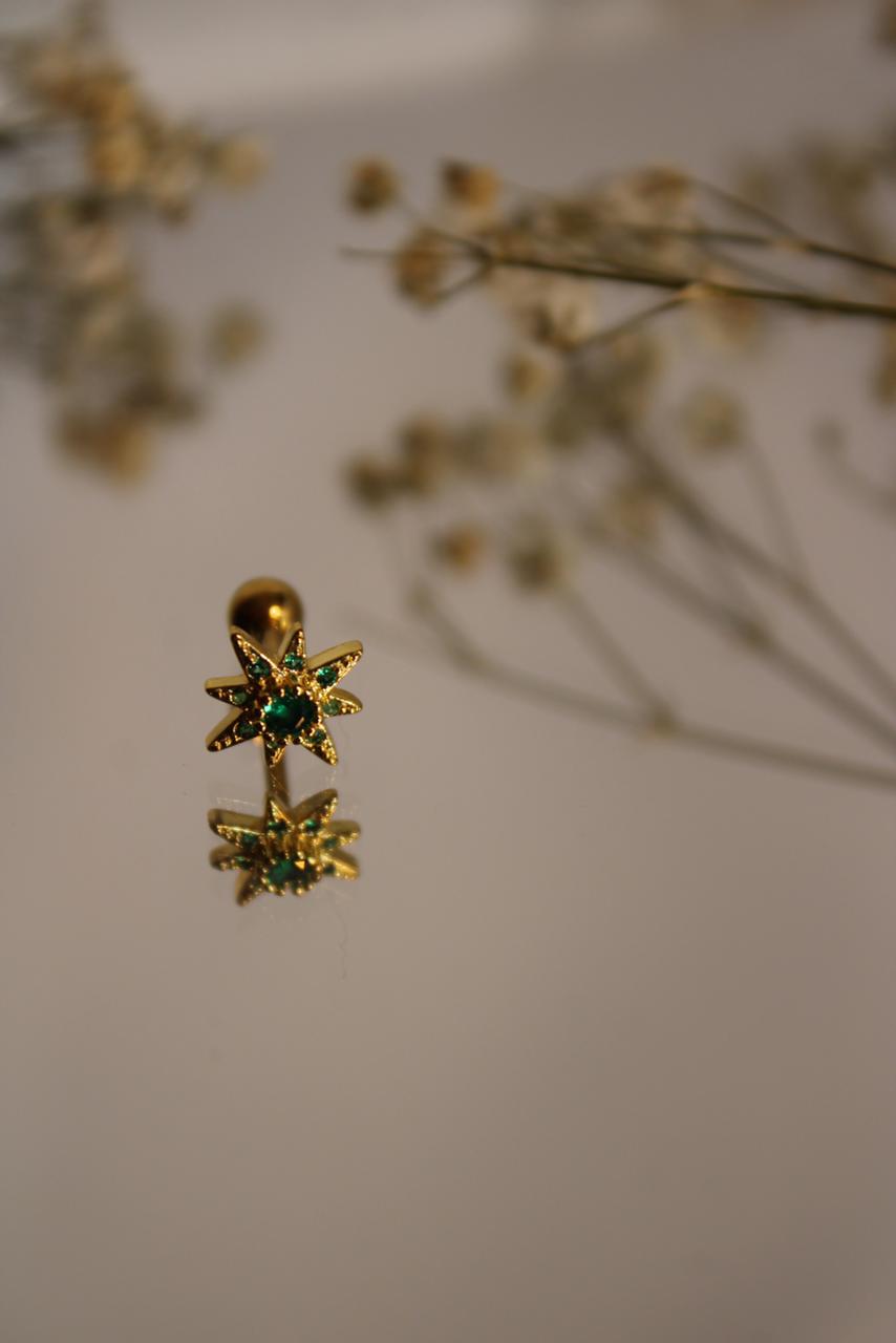 Piercing Estrella esmeralda circonia