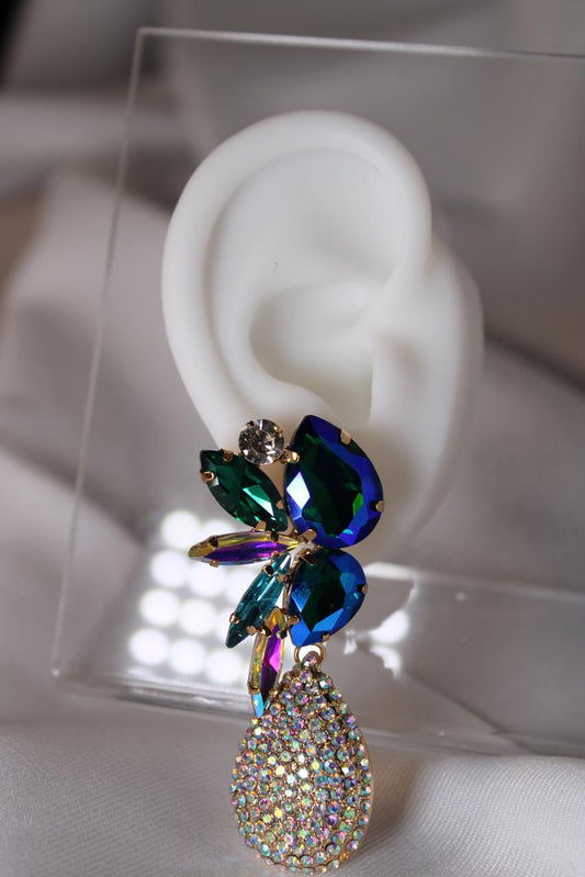 Par de Aretes Florales Azul